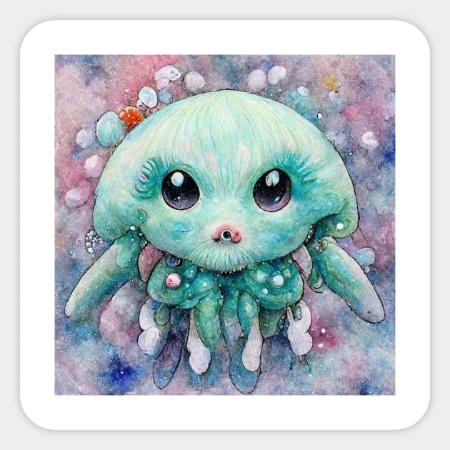 Cute sea critter - Jellyfish Monster Sticker by Fluffypunk